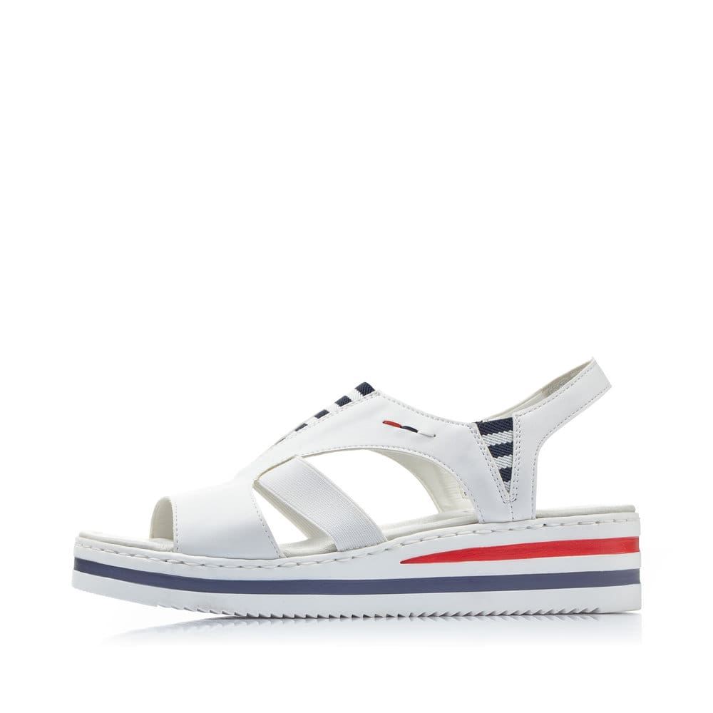 Rieker Women's Wedge Sandals - Pearl White
