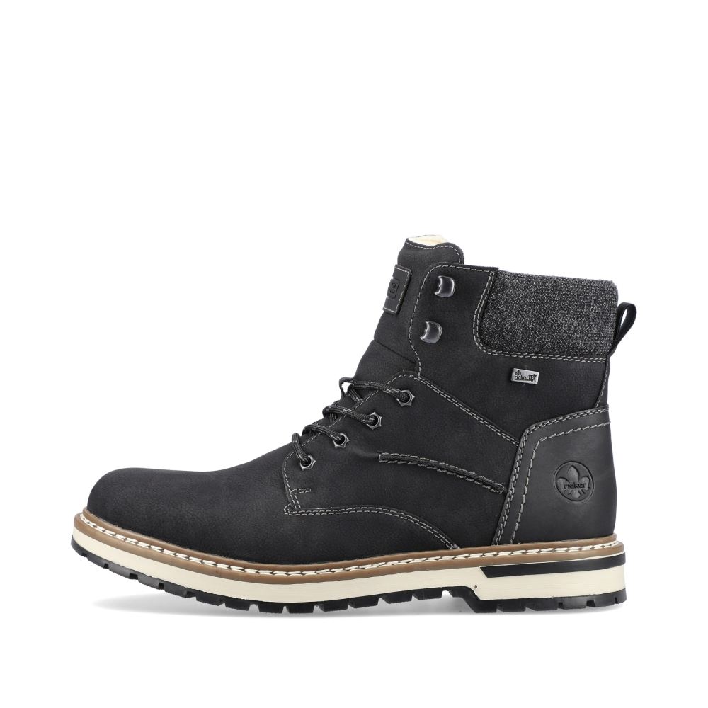 Rieker Men's Lace-Up Boots - Deep Black