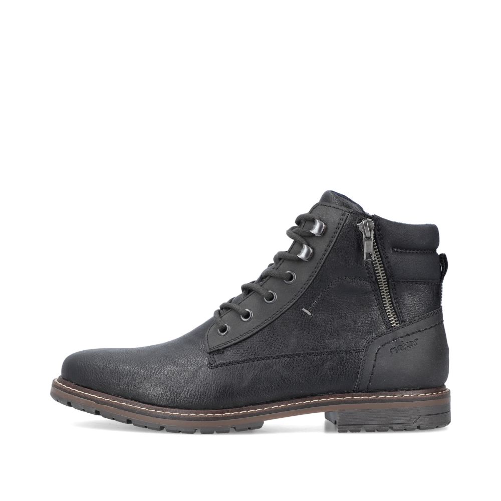 Rieker Men's Lace-Up Boots - Graphite Black