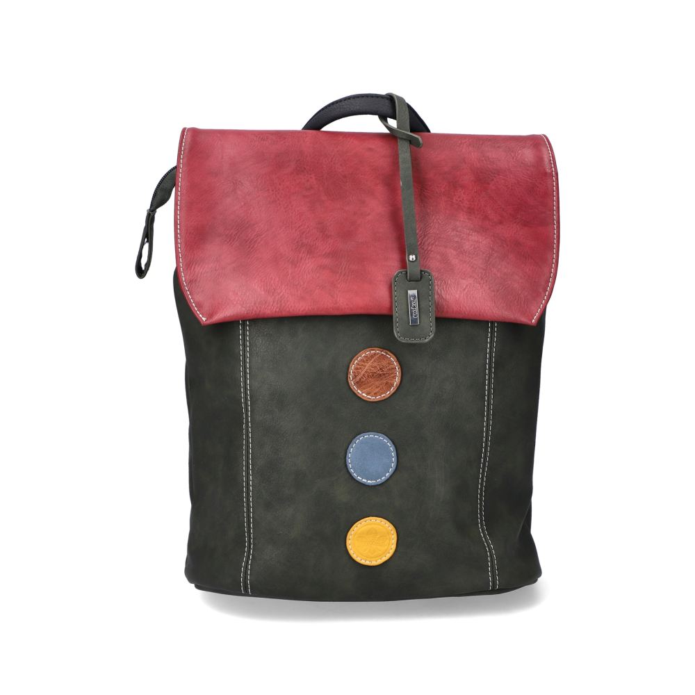 Rieker Women's Backpack Khaki-Cherry Red