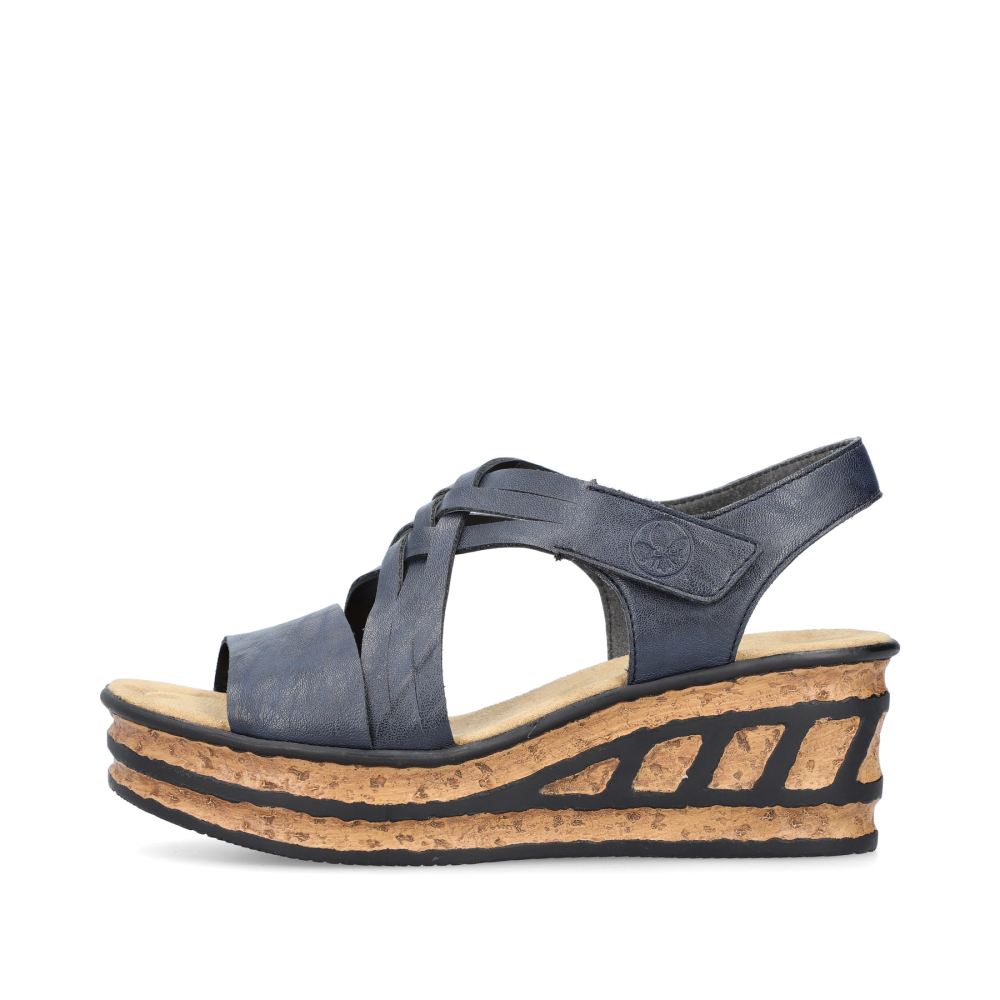 Rieker Women's Wedge Sandals - Slate Blue