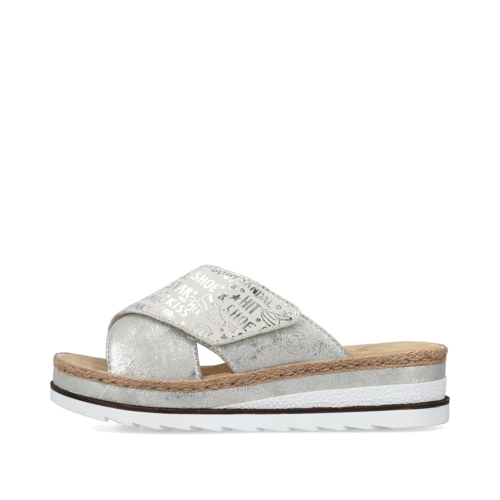 Rieker Women's Mules Silver Metallic