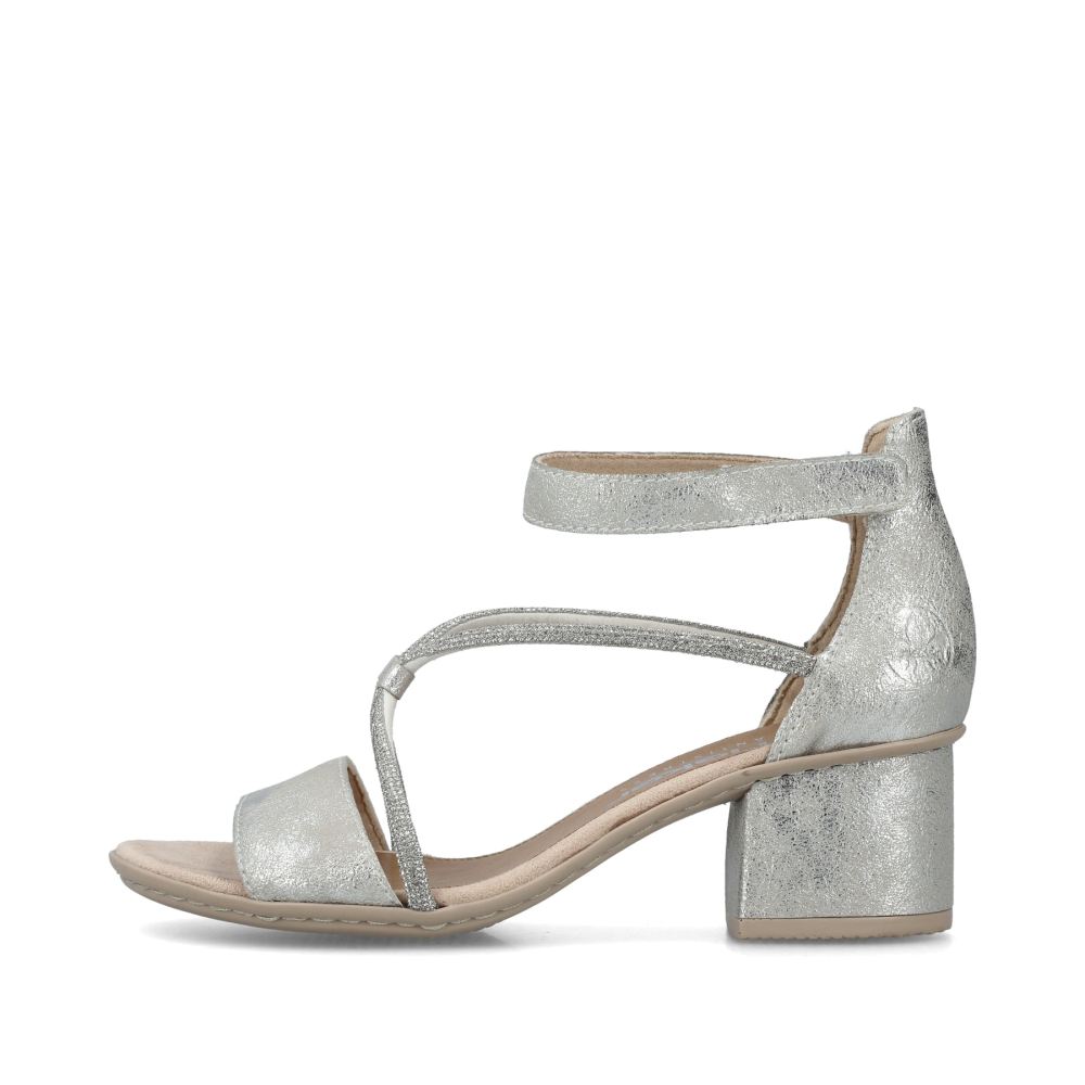 Rieker Women's Strappy Sandals - Silver Metallic