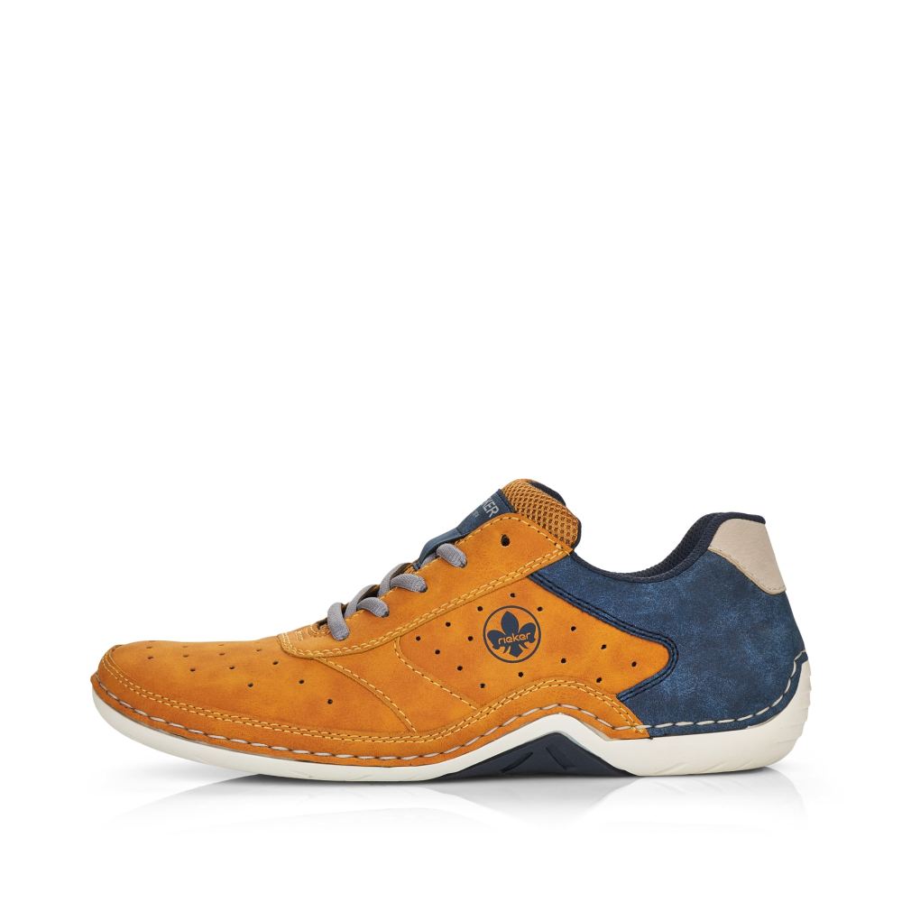 Rieker Men's Lace-Up Shoes - Golden Yellow-Royal Blue