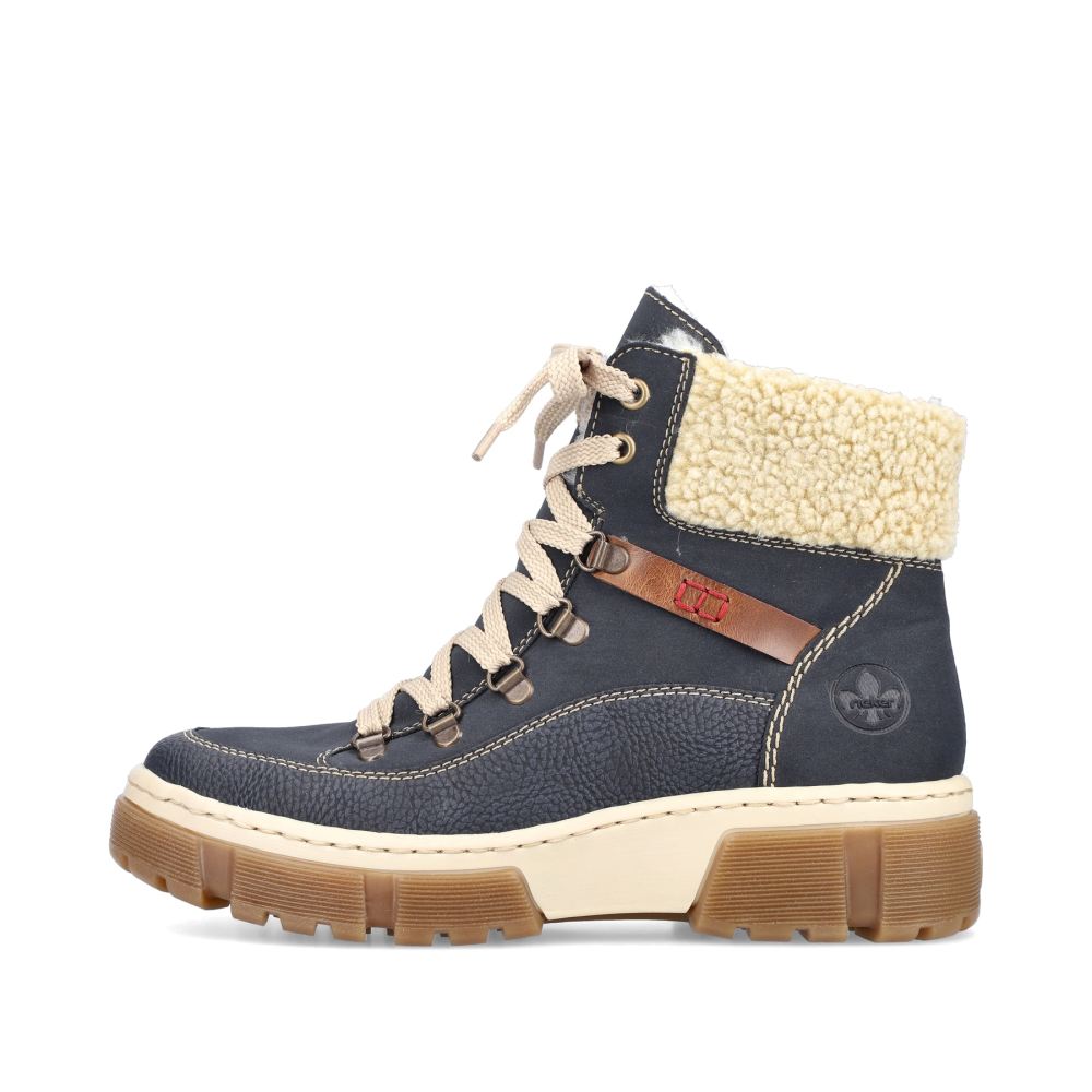 Rieker Women's Lace-Up Boots - Sea Blue