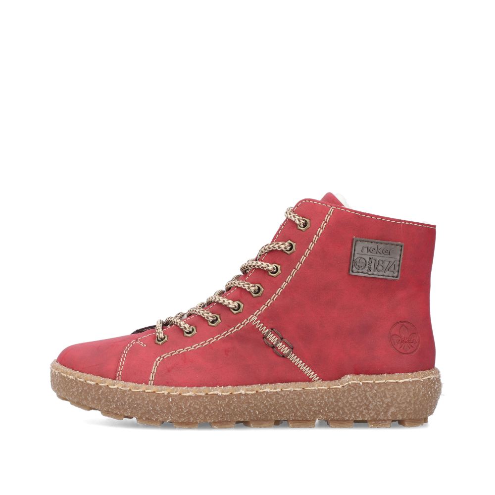 Rieker Women's Lace-Up Boots Strawberry Red