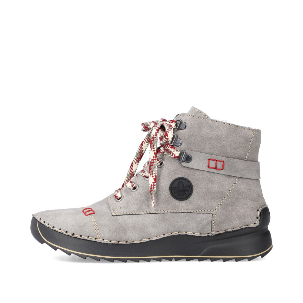 Rieker Women's Lace-Up Boots - Moon Gray