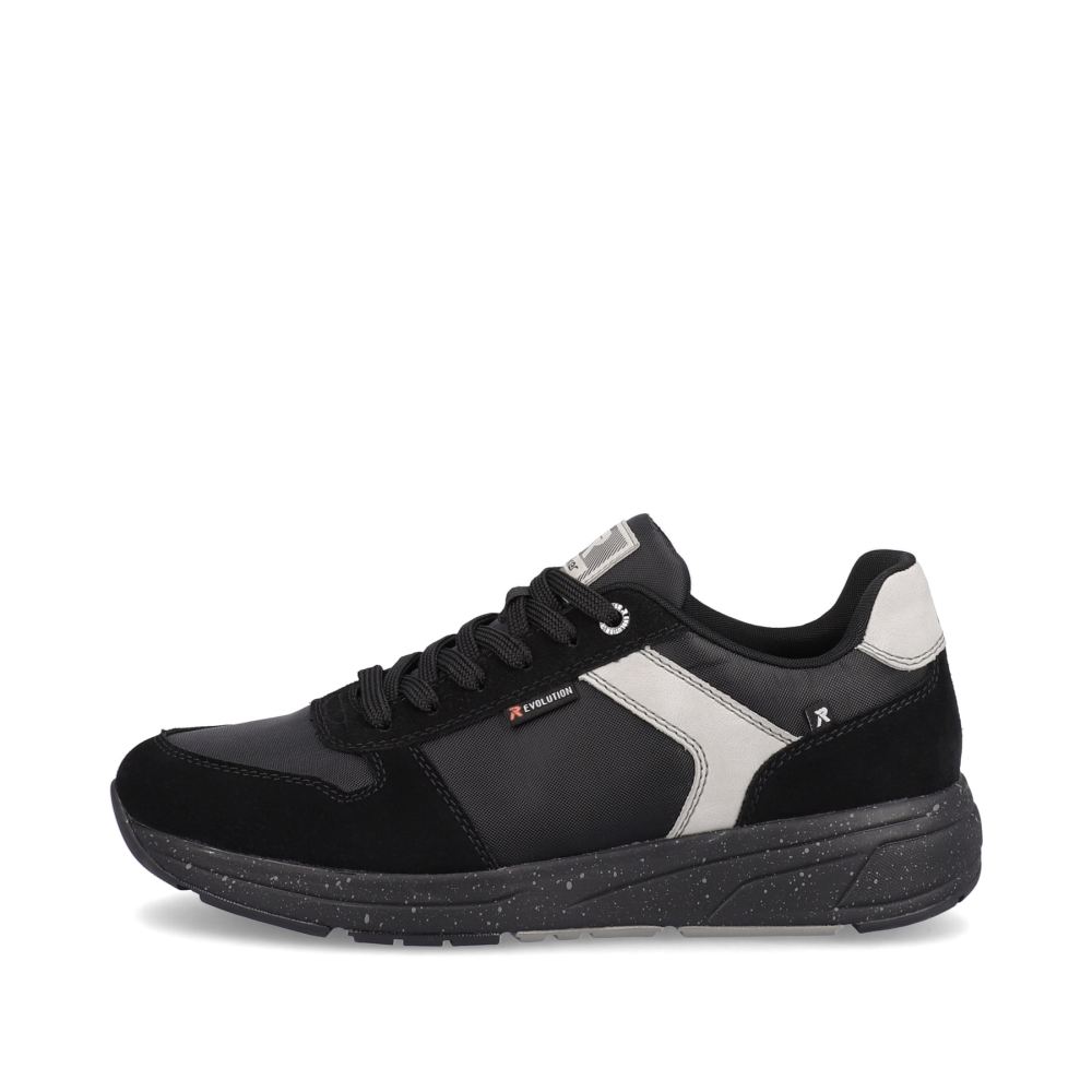 Rieker Evolution Men's Low-Top Sneakers - Carbon-Black - Silver-Grey