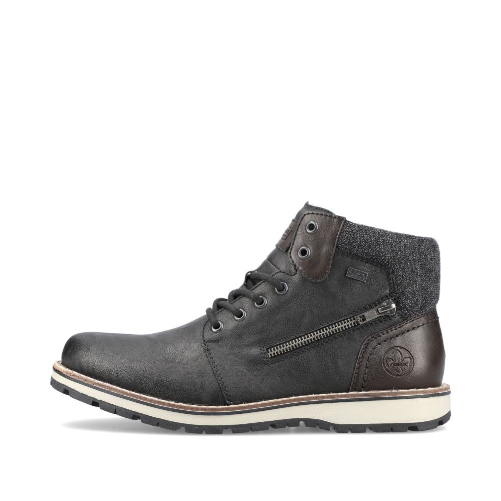 Rieker Men's Lace-Up Boots - Asphalt Black