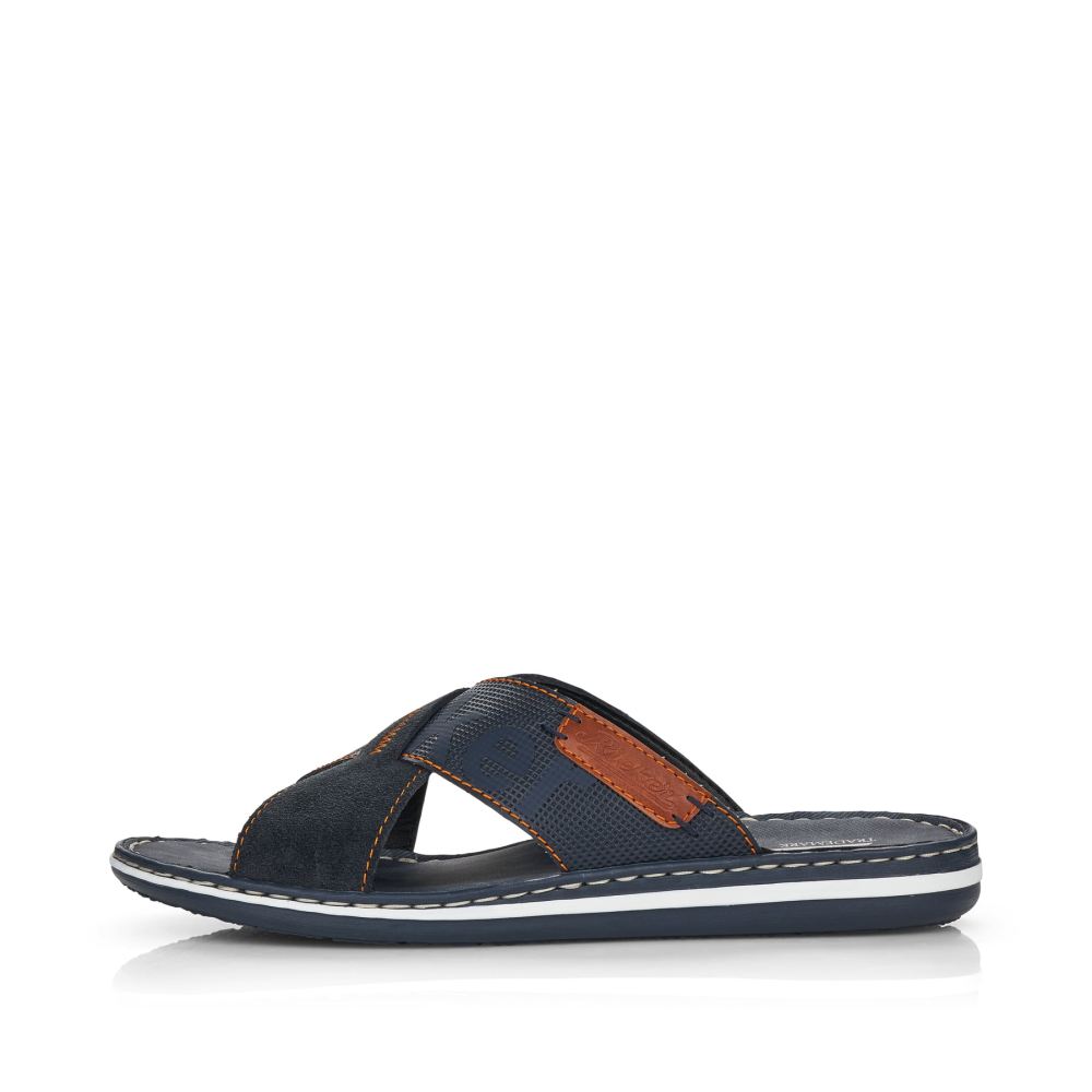 Rieker Men's Mules - Ocean Blue-Nut Brown