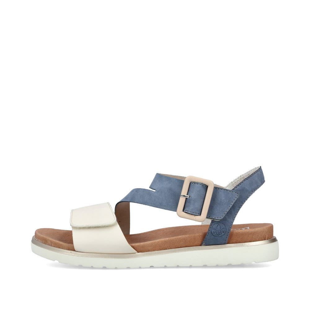Rieker Women's Strappy Sandals - Pacific Blue-Off-White