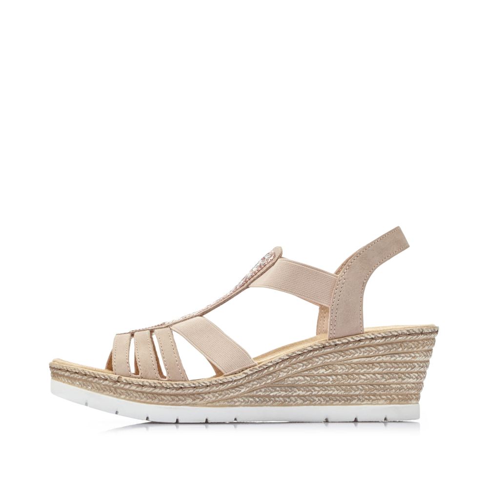 Rieker Women's Wedge Sandals - Dusty Rose