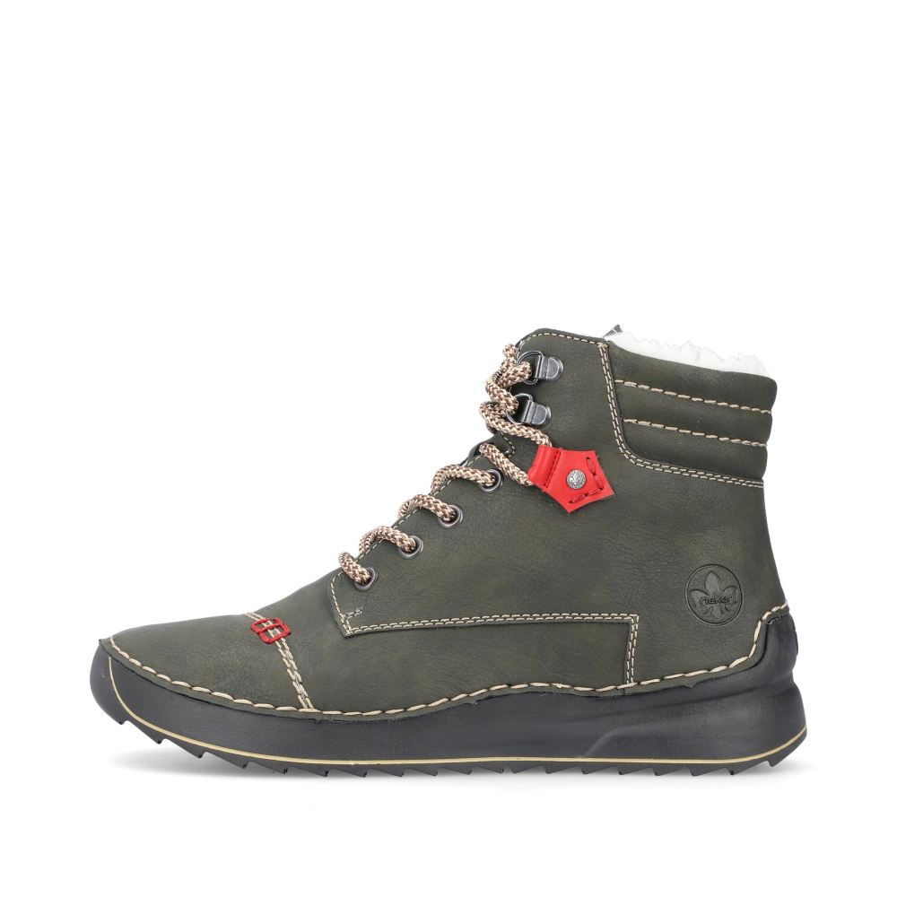 Rieker Women's Lace-Up Boots - Gray-Green