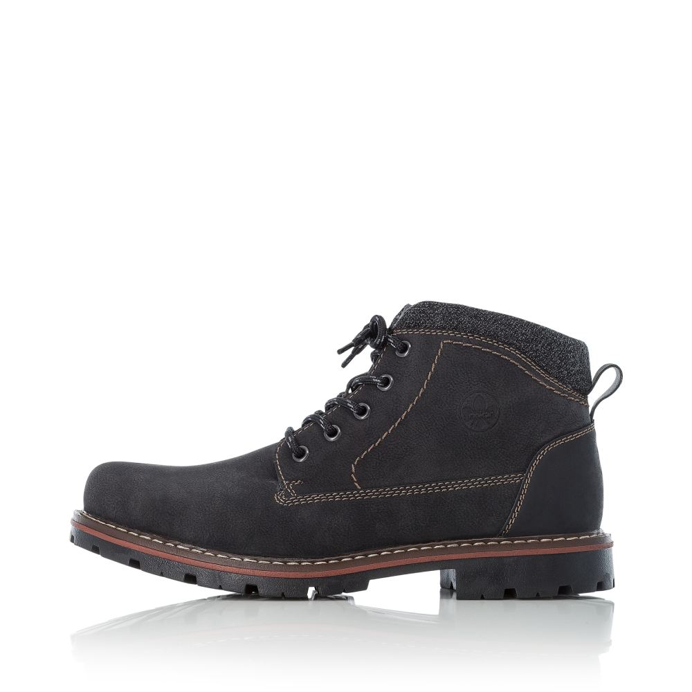 Rieker Men's Lace-Up Boots - Graphite Black