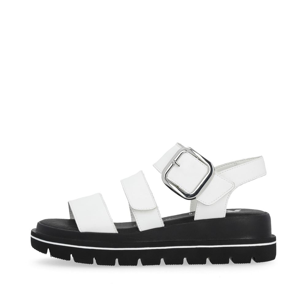 Rieker Evolution Women's Strappy Sandals - Pearl White
