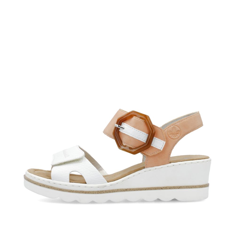 Rieker Women's Wedge Sandalssnow White-Peach