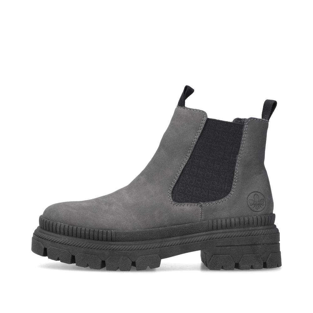 Rieker Women's Chelsea Boots - Granite Gray And Black