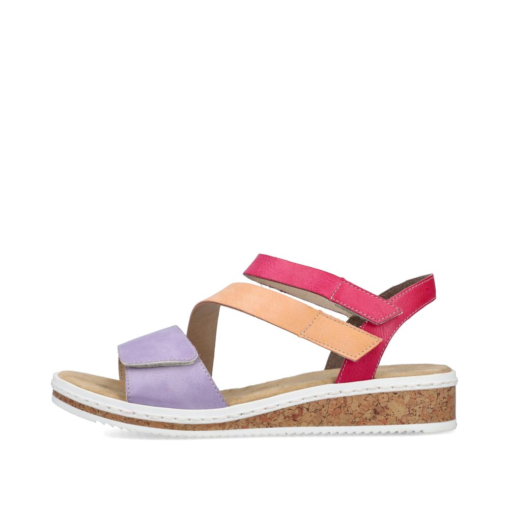 Rieker Women's Wedge Sandalspurple-Pink-Salmon