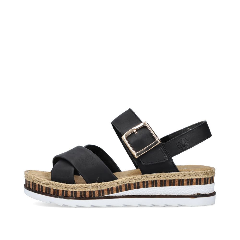 Rieker Women's Wedge Sandals Graphite Black