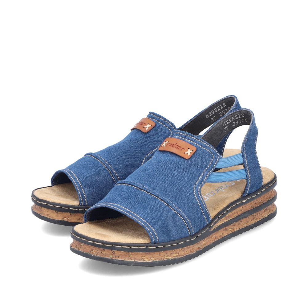 Rieker Women's Wedge Sandals - Sea Blue