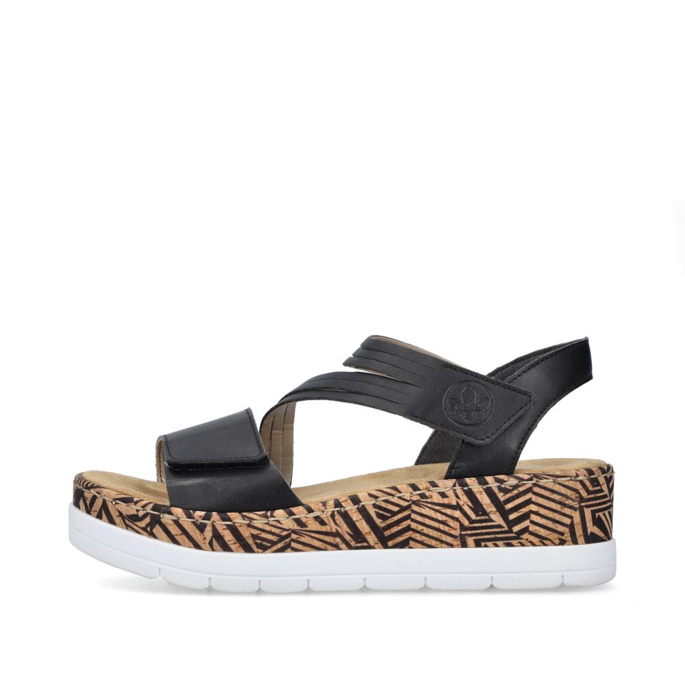 Rieker Women's Wedge Sandals - Night Black