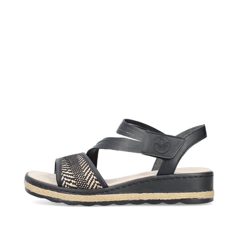 Rieker Women's Wedge Sandals Asphalt Black