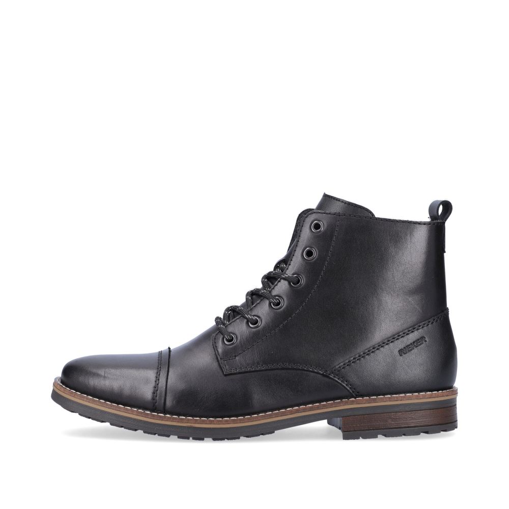 Rieker Men's Lace-Up Boots - Graphite Black
