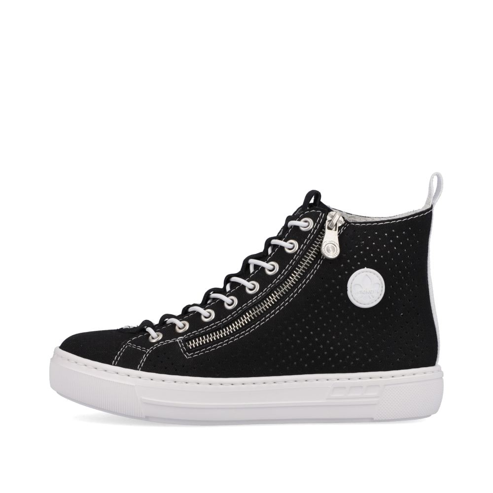 Rieker Women's High-Top Sneakers - Night Black-Crystal White