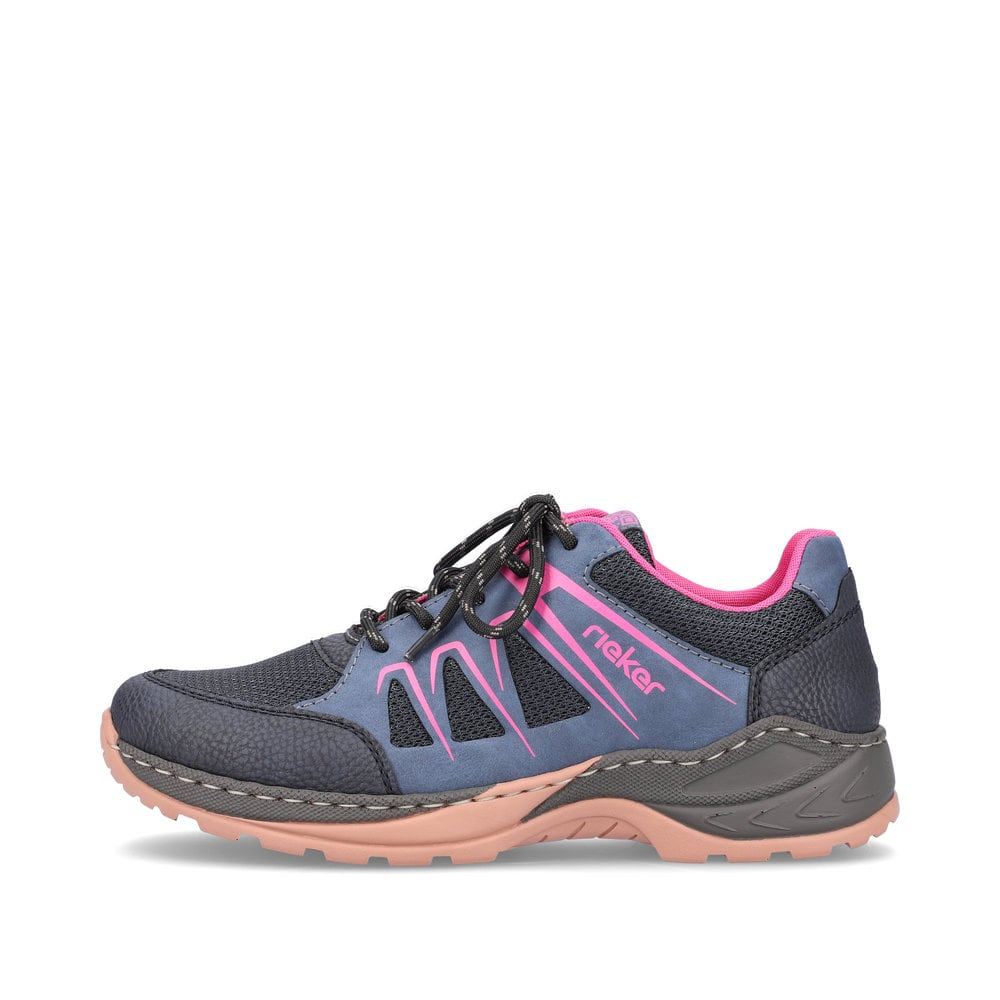 Rieker Women's Lace-Up Shoes Navy Blue-Raspberry Red
