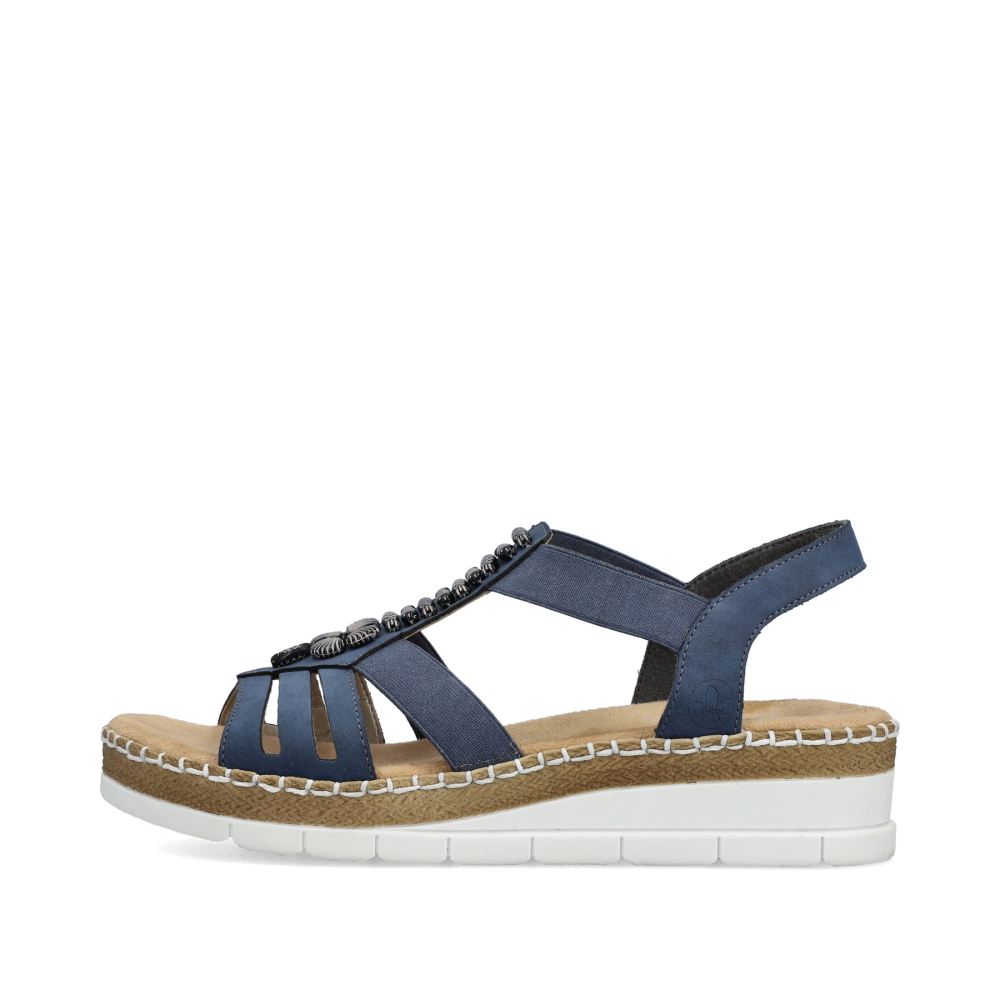 Rieker Women's Wedge Sandals Pacific Blue