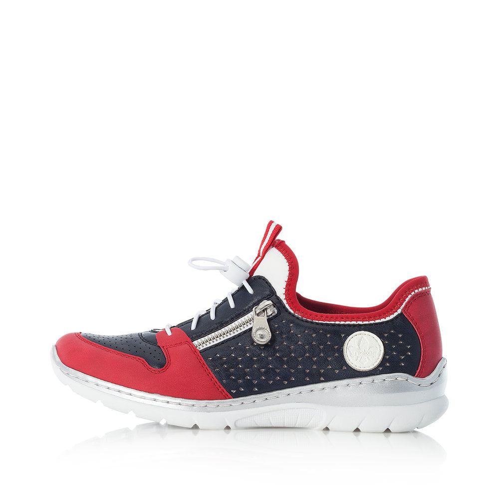 Rieker Women's Slippers Navy Blue-Fire Red