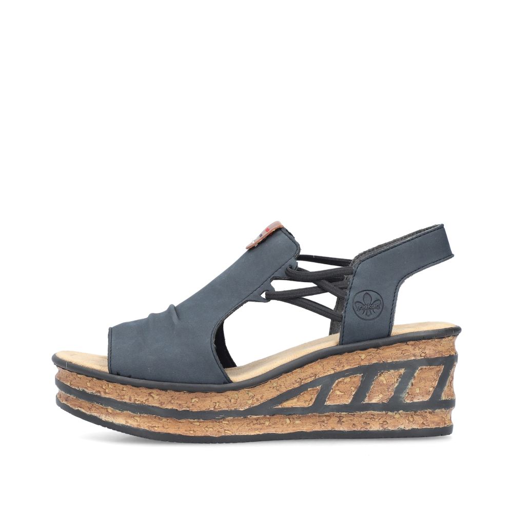 Rieker Women's Wedge Sandals Steel Blue