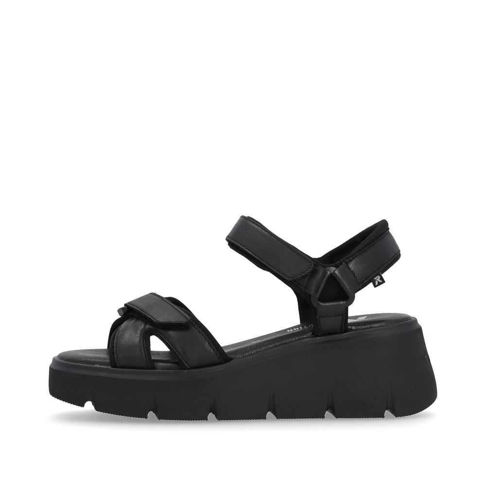 Rieker Evolution Women's Wedge Sandals - Night Black