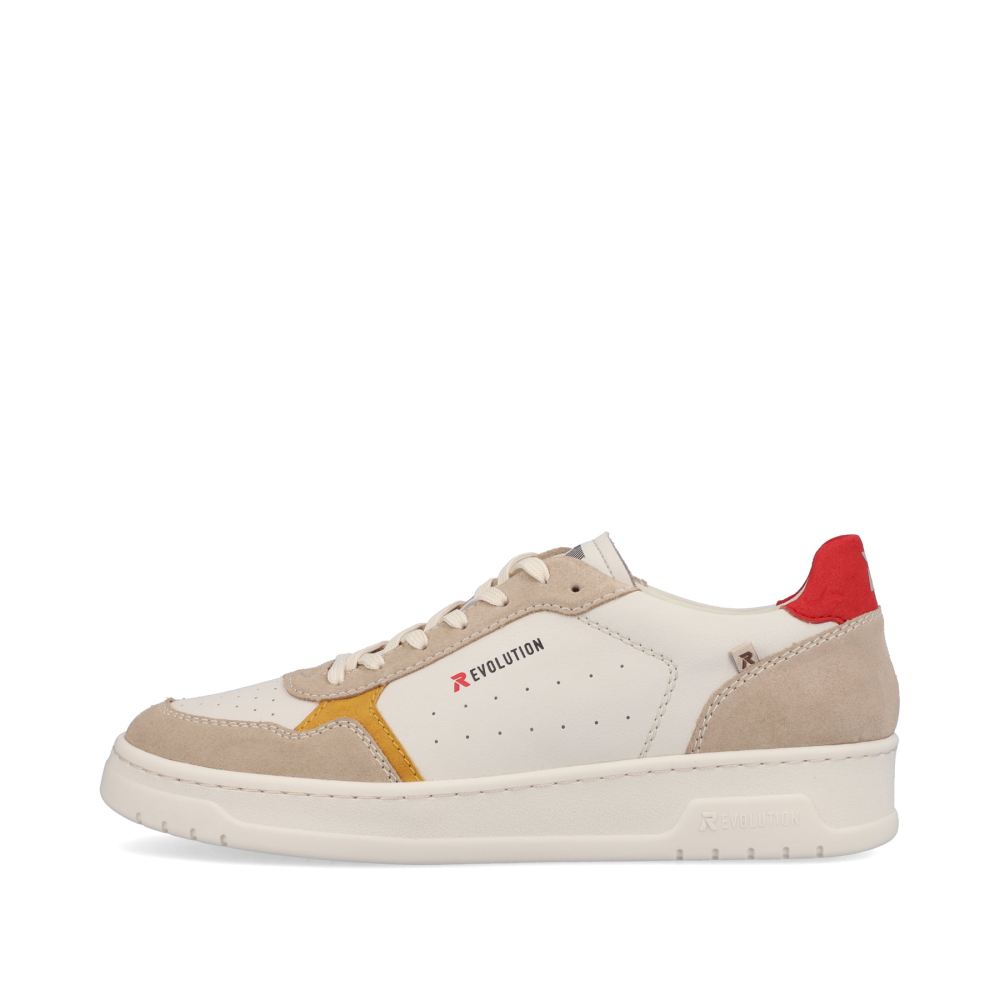 Rieker Evolution Men's Low-Top Sneakers - Vanilla-White - Clay-Beige