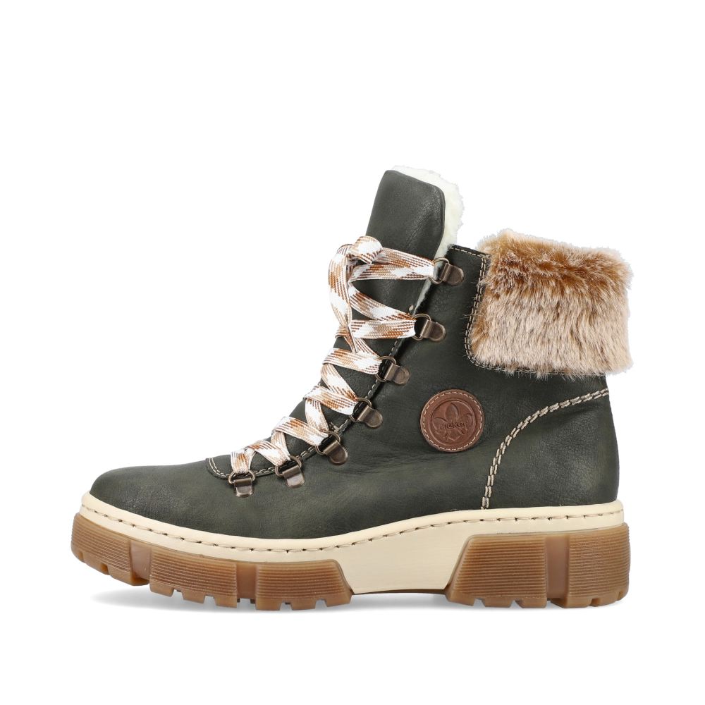 Rieker Women's Lace-Up Boots - Olive Green