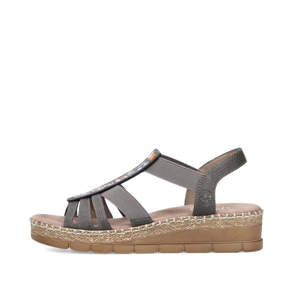 Rieker Women's Wedge Sandals Asphalt Gray