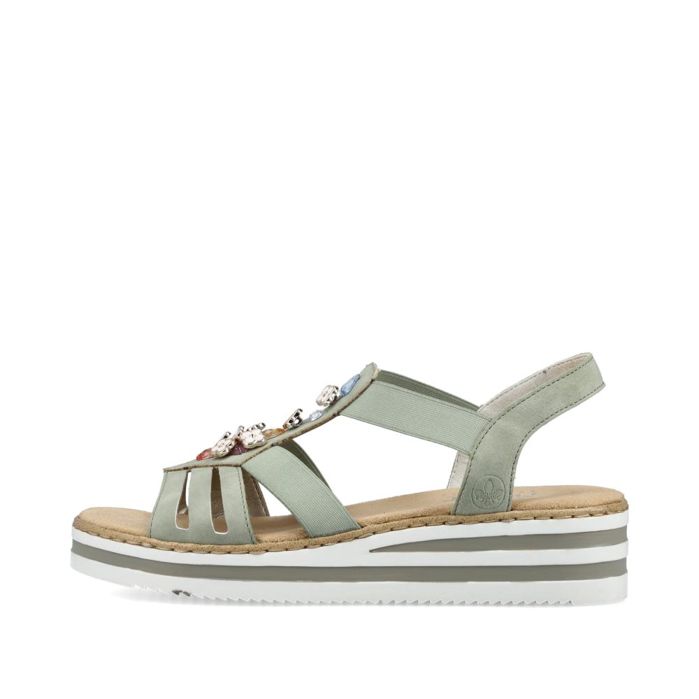 Rieker Women's Wedge Sandals Mint Green
