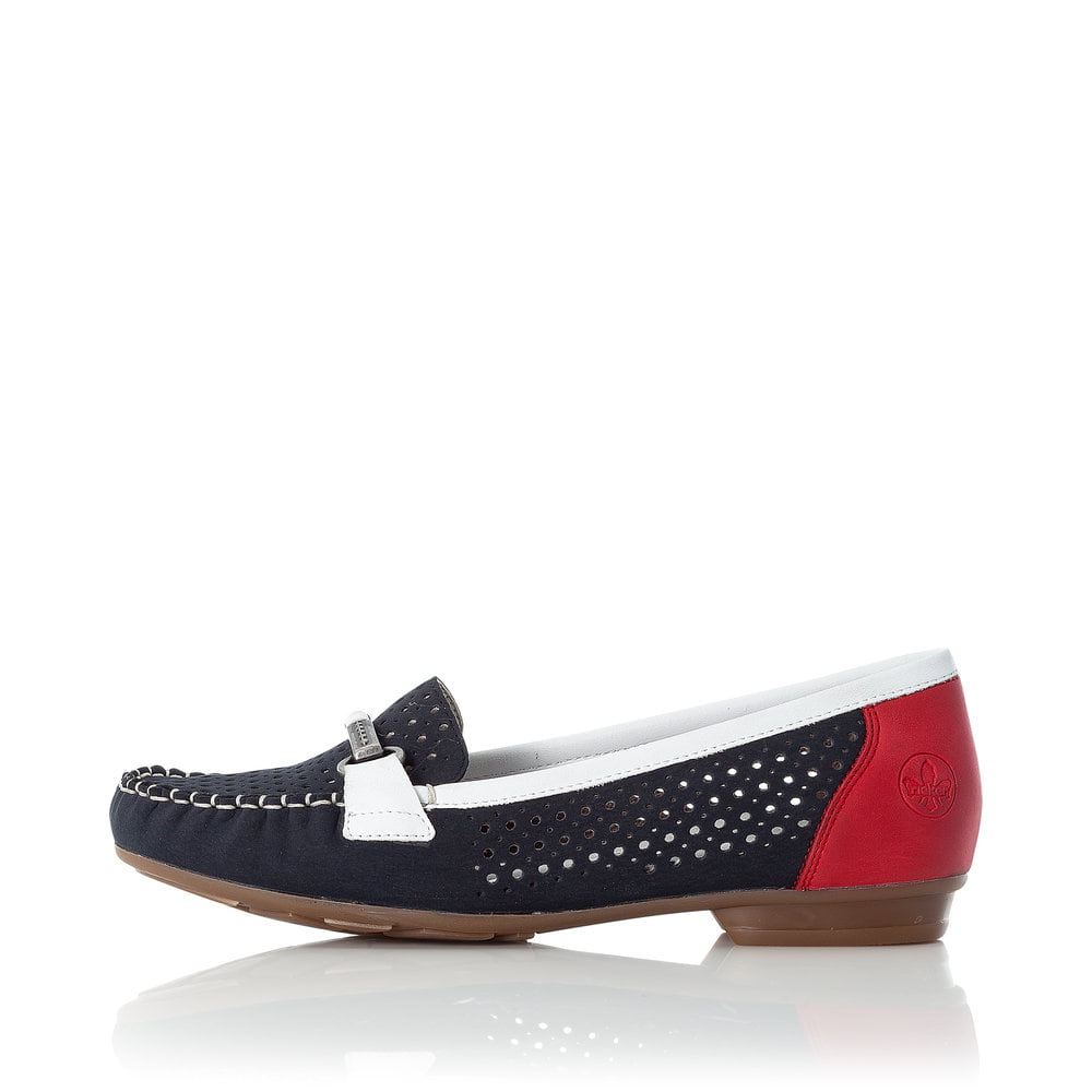 Rieker Women's Ballerinasocean Blue-Fire Red