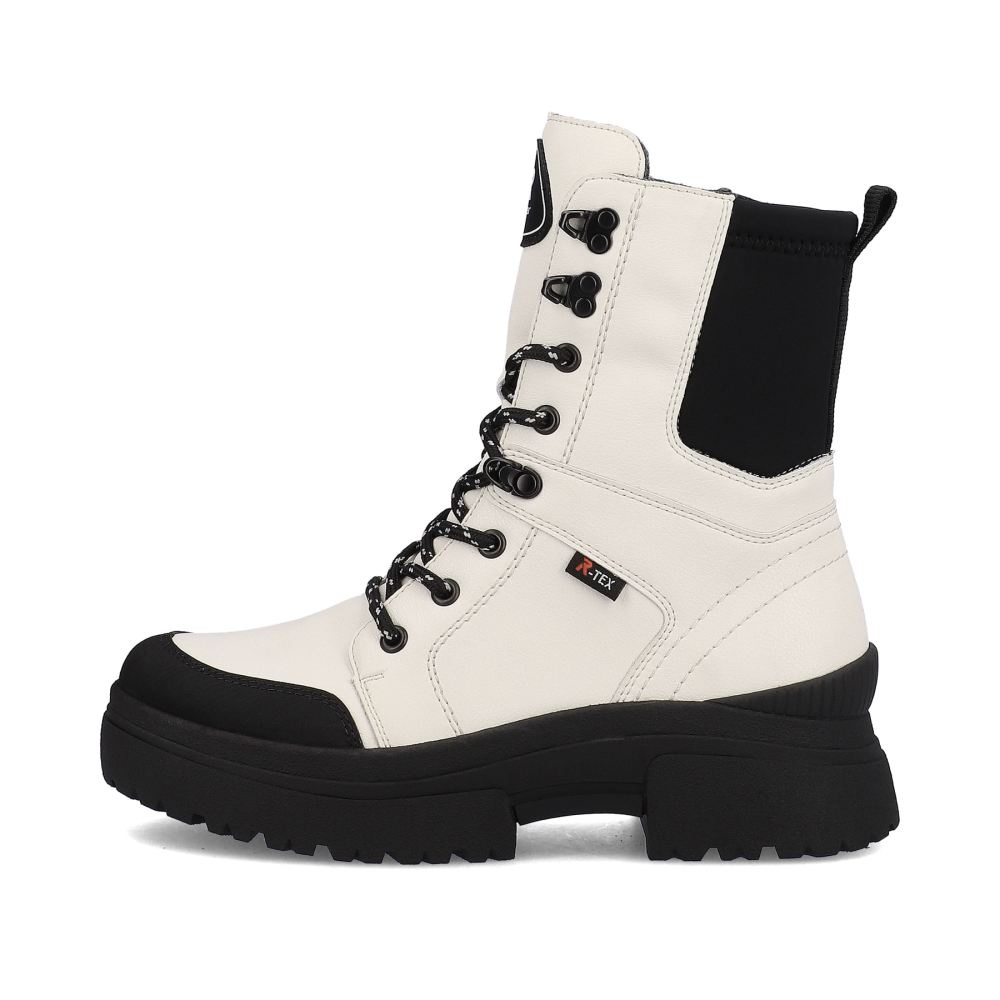 Rieker Evolution Women's Lace-Up Boots - Snow-White - Deep-Black