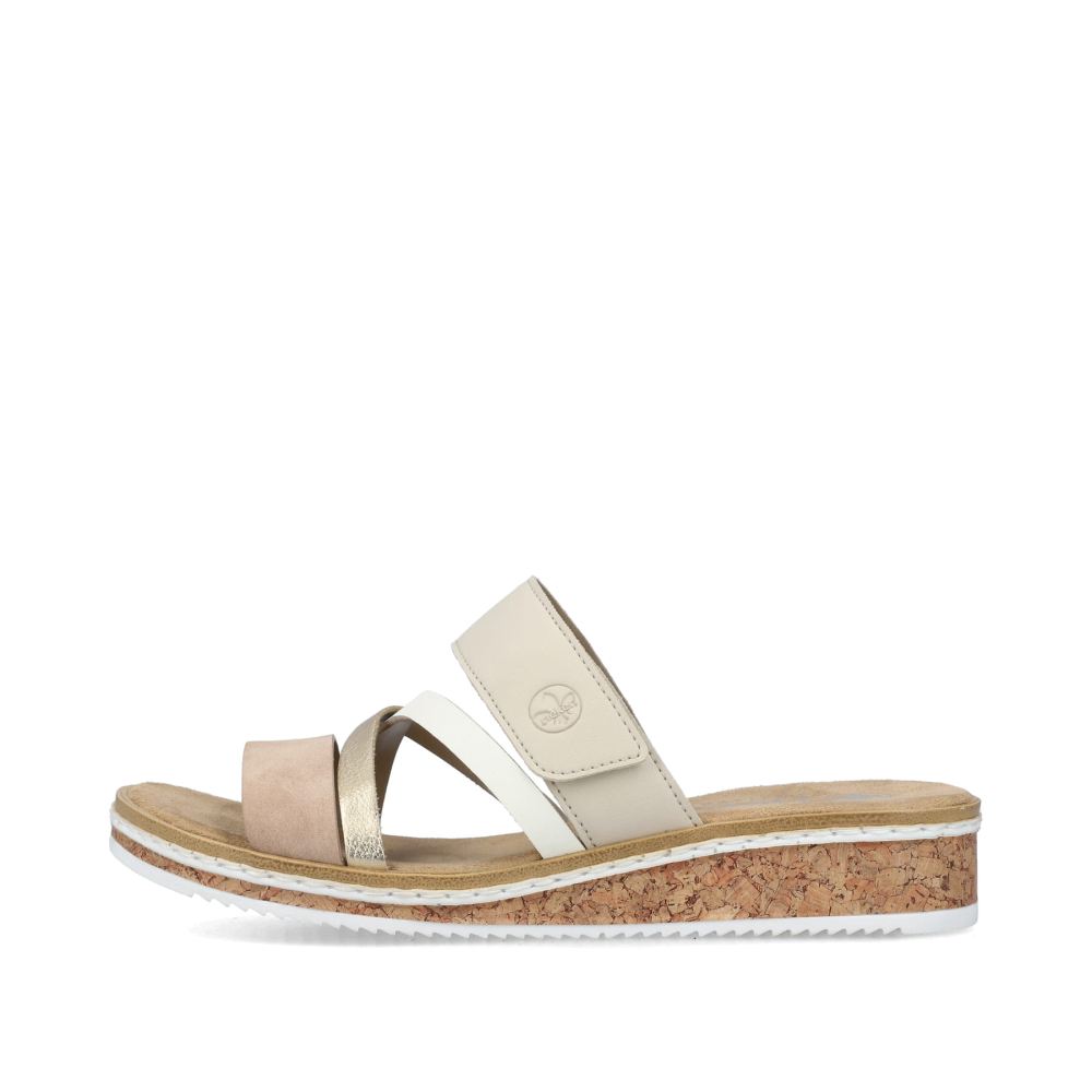 Rieker Women's Mules - Beige Metallic Rose