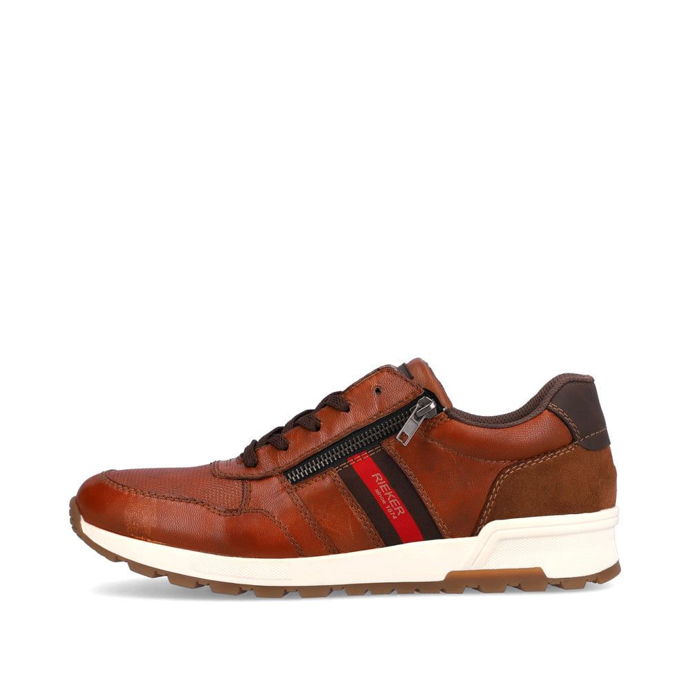 Rieker Men's Lace-Up Shoes - Caramel Brown-Fire Red