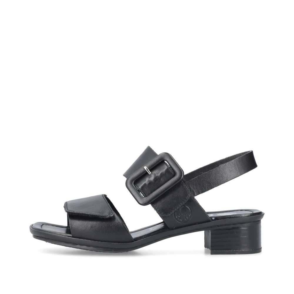 Rieker Women's Strappy Sandals - Glossy Black