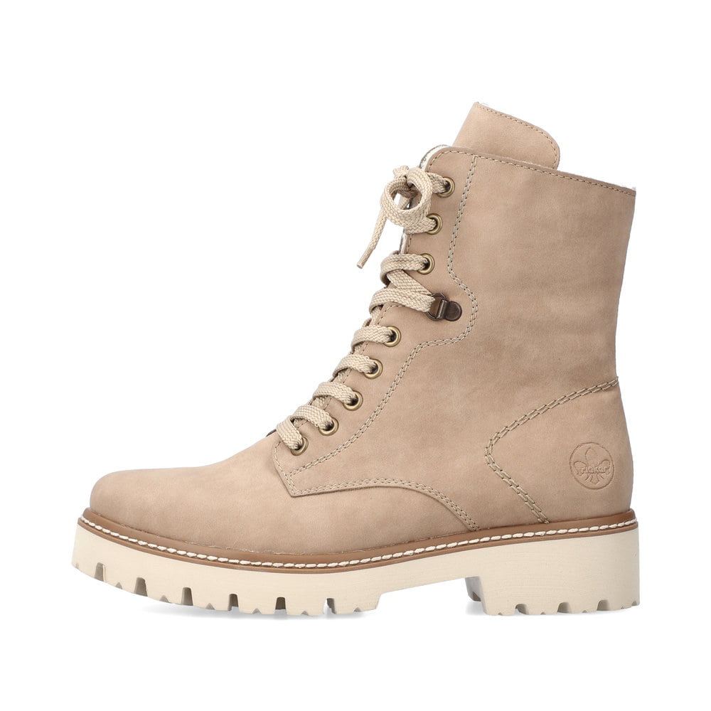 Rieker Women's Lace-Up Boots - Cream Beige