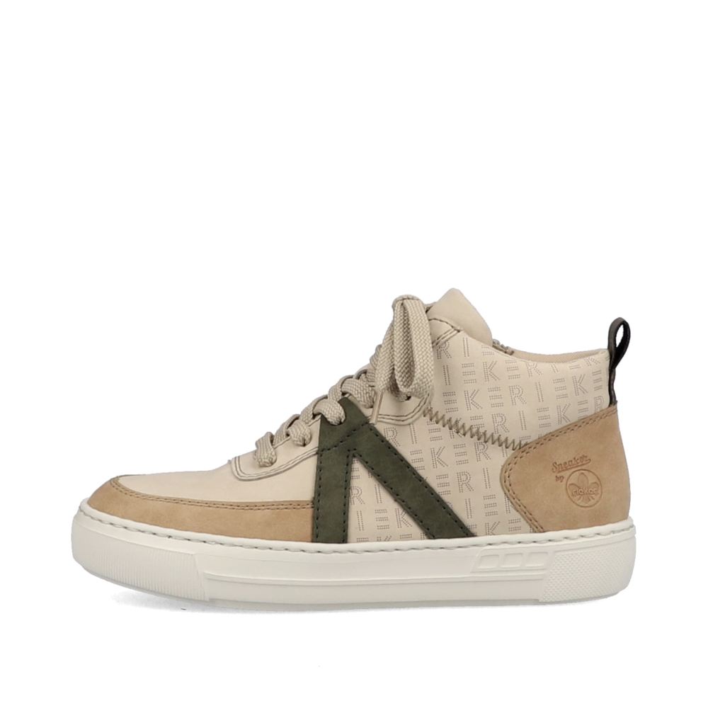 Rieker Women's High-Top Sneakers - Cream Beige-Khaki Green