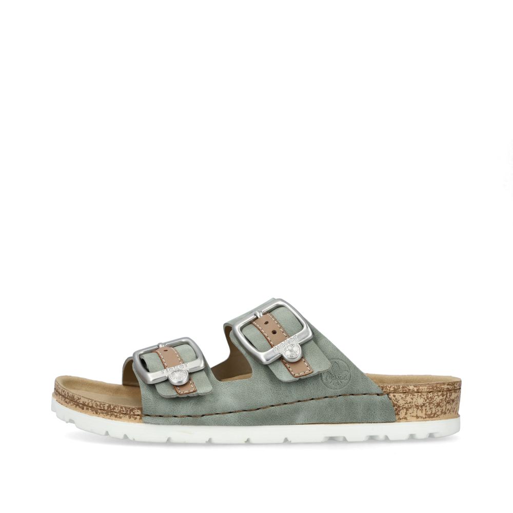 Rieker Women's Khaki Green Mules