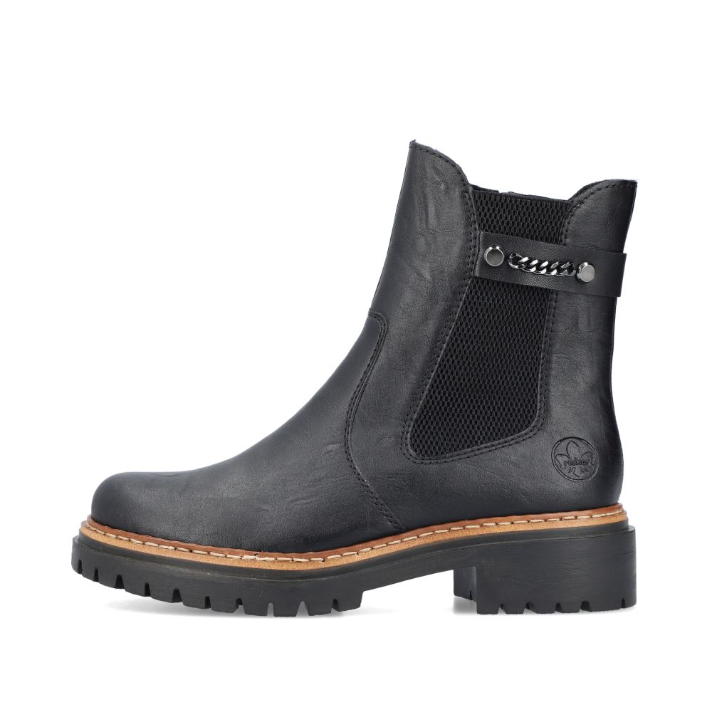 Rieker Women's Chelsea Boots Asphalt Black