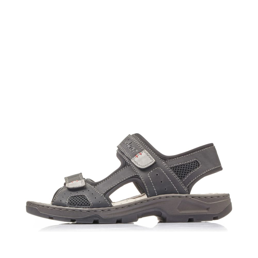 Rieker Men's Trekking Sandals - Graphite Black