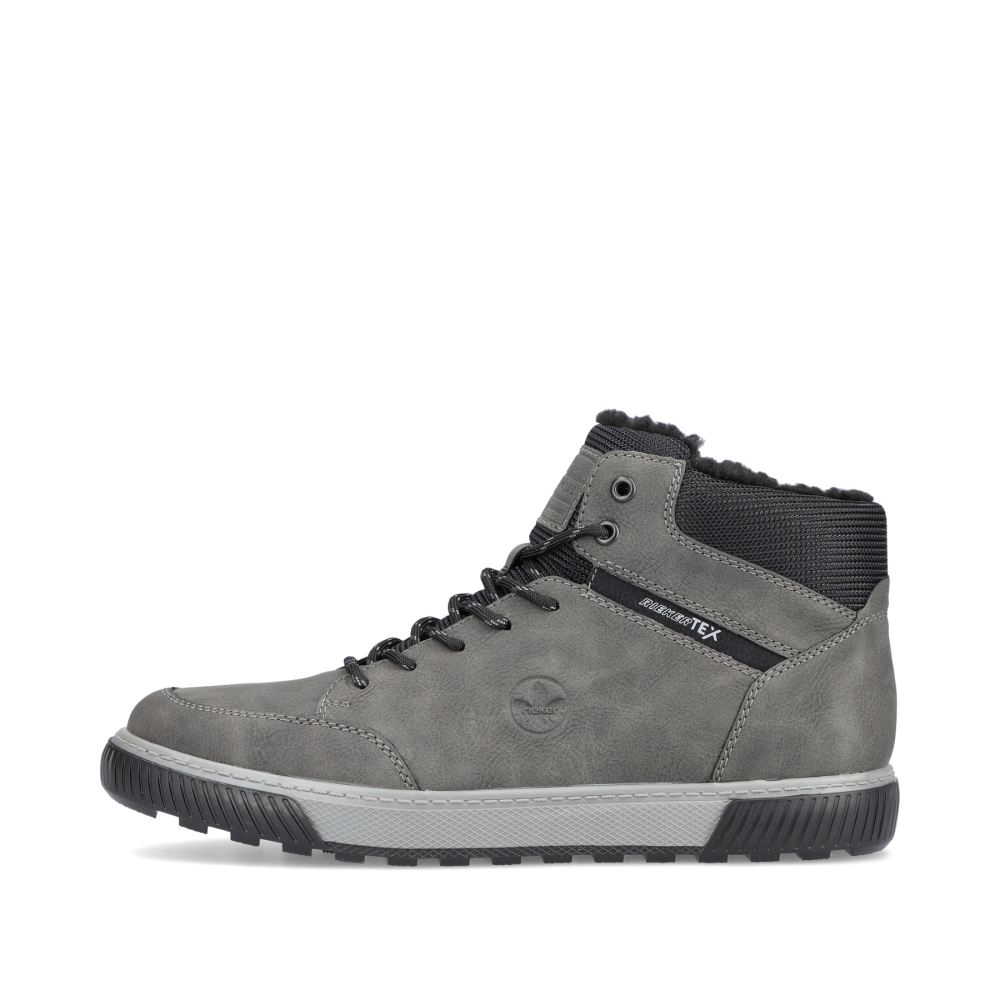 Rieker Men's Lace-Up Bootssteel Gray