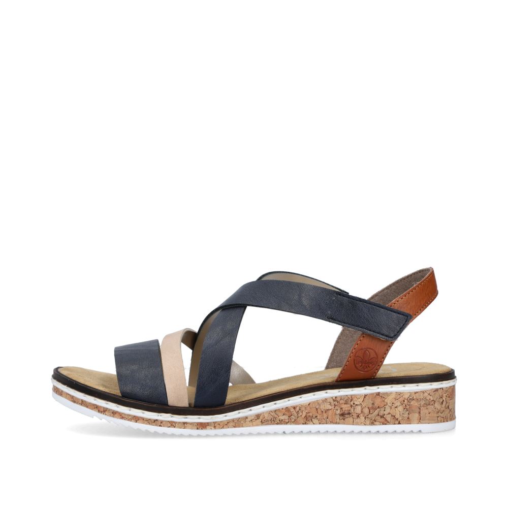 Rieker Women's Wedge Sandals Navy Blue