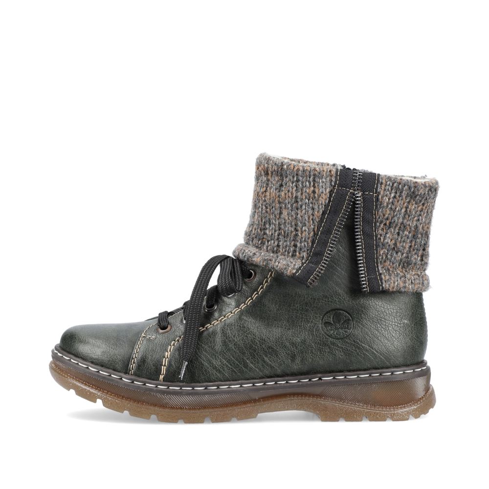 Rieker Women's Lace-Up Boots Green Grey